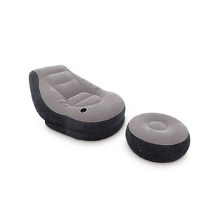 Intex Ultra Lounge 1.30m x 99 x76cm Inflatable Air Sofa/Couch w/ Ottoman Grey