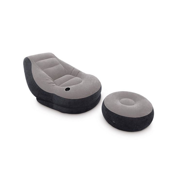 Intex Ultra Lounge 1.30m x 99 x76cm Inflatable Air Sofa/Couch w/ Ottoman Grey