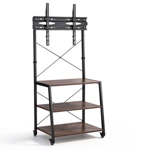 Artiss Mobile TV Stand 32-65 Inch TVs Mount 50kg with 3 Shelves Lockable Wheels Adjustable Feet