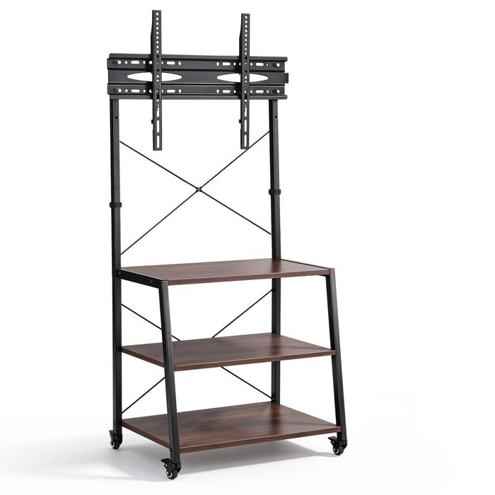 Artiss Mobile TV Stand 32-65 Inch TVs Mount 50kg with 3 Shelves Lockable Wheels Adjustable Feet
