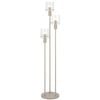 Telbix Mika Modern Standing Floor Lamp Light Foot Switch Metal Glass Grey Clear Satin