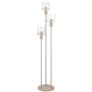 Telbix Mika Modern Standing Floor Lamp Light Foot Switch Metal Glass Grey Clear Satin