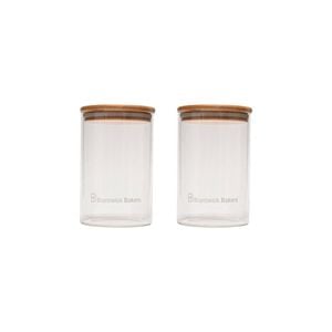 2pc Brunswick Bakers 1000ml Glass Starter Storage Jar w/ Bamboo Lid Set Clear