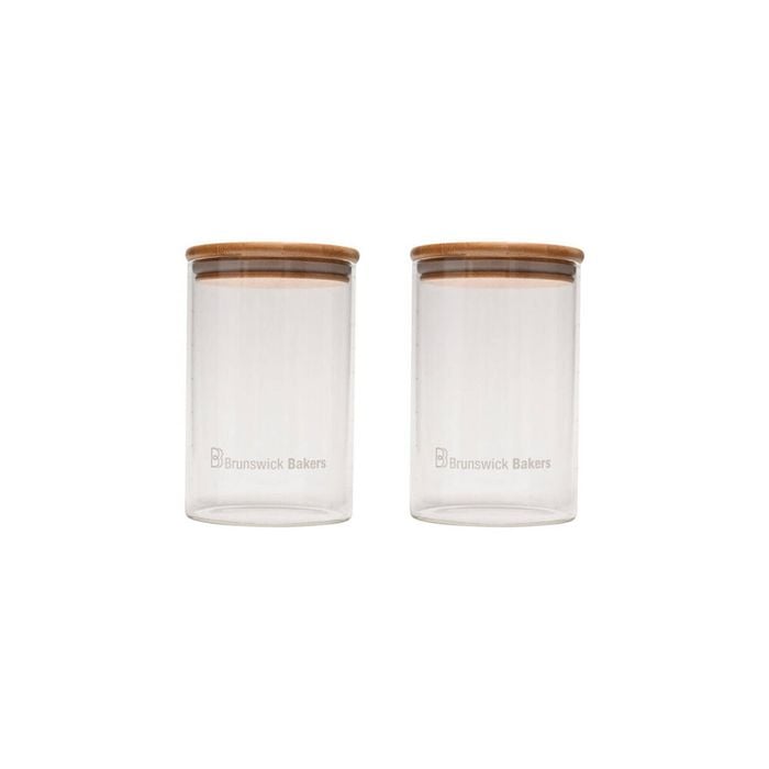 2pc Brunswick Bakers 1000ml Glass Starter Storage Jar w/ Bamboo Lid Set Clear