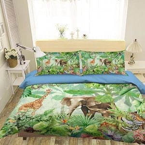 3D Forest Animals 086 Bedding Set Pillowcases Quilt Duvet Cover Set Queen King
