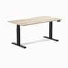 Desky Dual Classic Oak Scalloped Melamine Sit Stand Desk 150x75cm Matte Black Frame Leg
