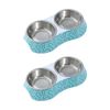 2PK Paws And Claws Double Pet Cat Dog Bowl Melamine Steel Assorted 23.5x14x4cm