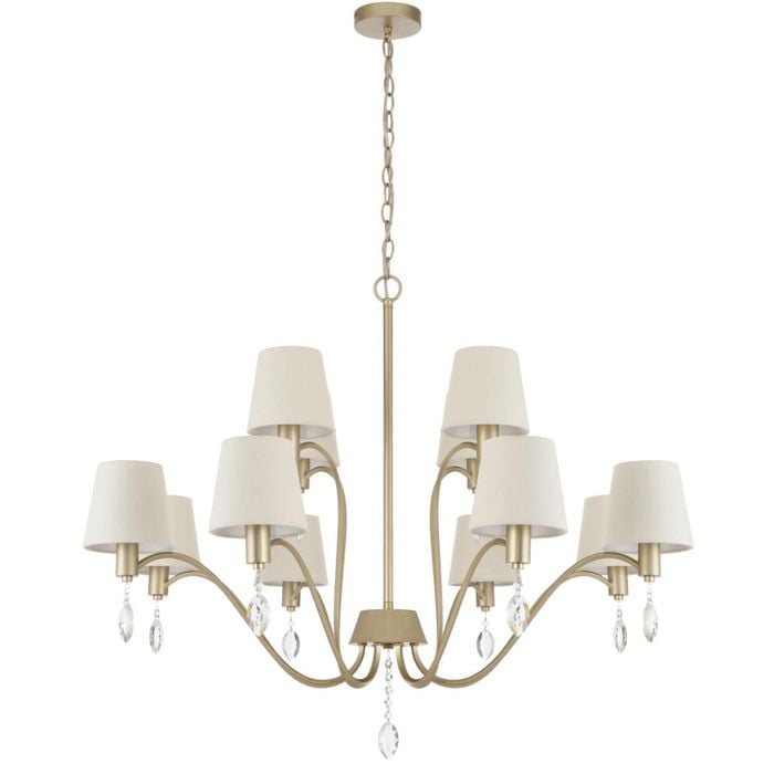 Telbix Malvern Vintage Pendant Hanging Lamp Light Metal Crystal Fabric Antique Silver Satin
