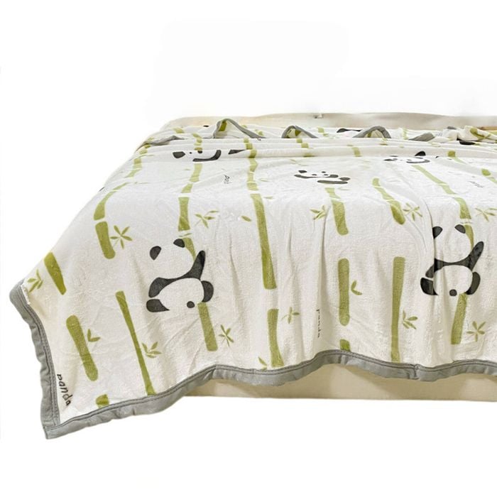 Catzon 180x200cm Throw Blanket For Couch Cozy Fleece Flannel Blanket Machine Washable-panda