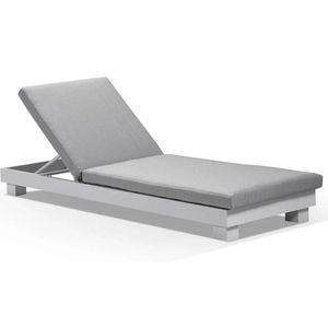 Santorini Aluminium Outdoor Sun Lounge White & Textured Olefin Grey Cushions