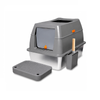 Provecta Extra Large Enclosed Stainless Steel Cat Litter Box Dual Entry Metal Tray with Scoop Anti-Odour Grey