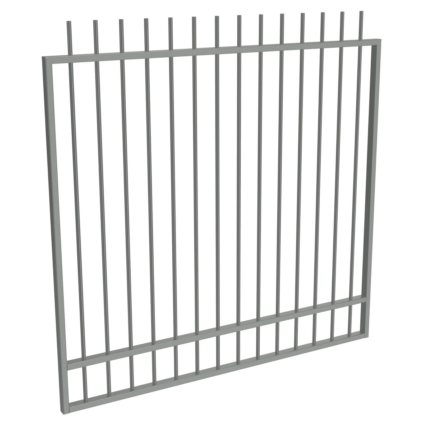 ProtectorAl 1201 x 1500 x 1500mm Palladium Silver Aluminium Garden Gate Picket Top With Mid Rail product image