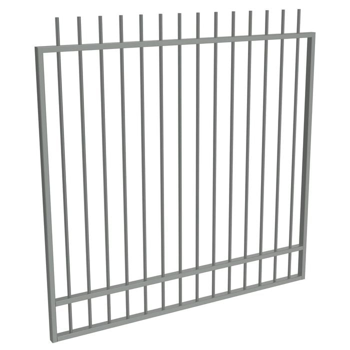 ProtectorAl 1201 x 1500 x 1500mm Palladium Silver Aluminium Garden Gate Picket Top With Mid Rail