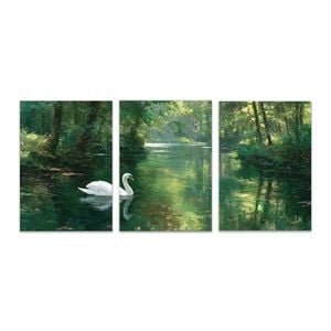 3pcs Swan Lake Forest Reflections Print 100% Australian Made 3 x 40x60cm (Metal Print)