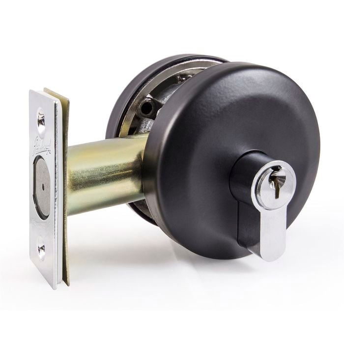 Gainsborough Matt Black G2 Series Keyed Smooth Round Double Cylinder Deadbolt