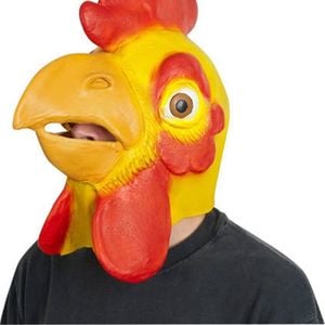 Full Head Rubber Chicken Mask Rooster Animal Fancy Dress Latex Halloween Hat