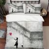 3D Banksy Alone Girl Red Balloon Quilt Cover Set Bedding Set Duvet Cover Pillowcases  ZY D75