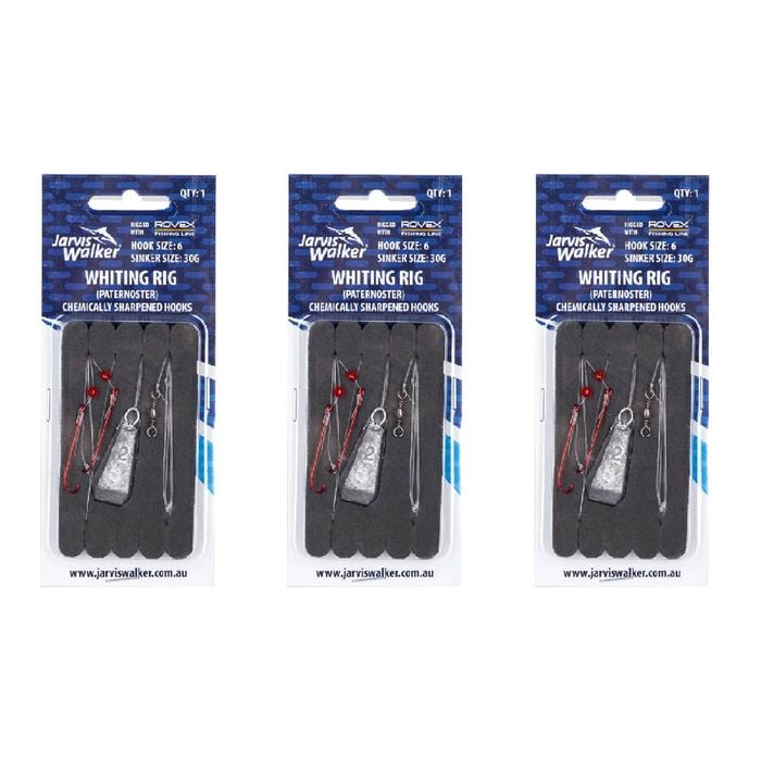 3x Jarvis Walker Paternoster Whiting Rig with 30g Sinker Size 6