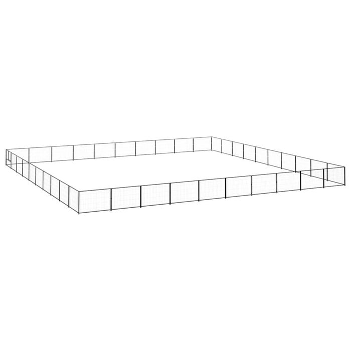 vidaXL Dog Kennel Black Steel Outdoor Puppy Enclosure Dog Pet Supply Cage
