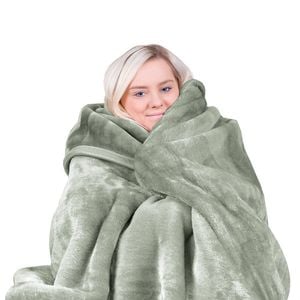Laura Hill 800-GSM Mink Blanket Queen Size Double-Sided Soft Plush Bed Faux Throw Rug Sage