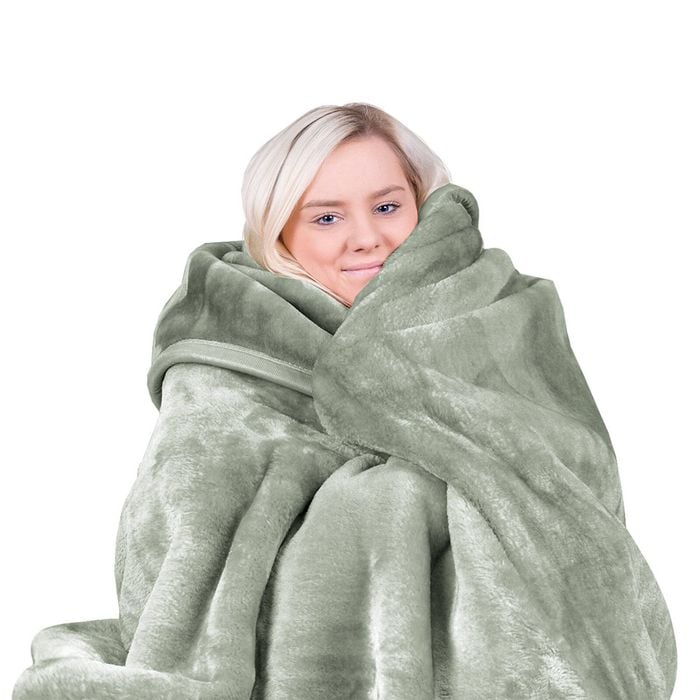Laura Hill 800-GSM Mink Blanket Queen Size Double-Sided Soft Plush Bed Faux Throw Rug Sage