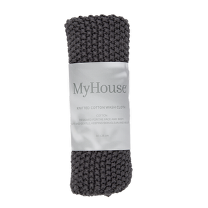 Knitted Wash Cloth Graphite 30x25cm Myhouse