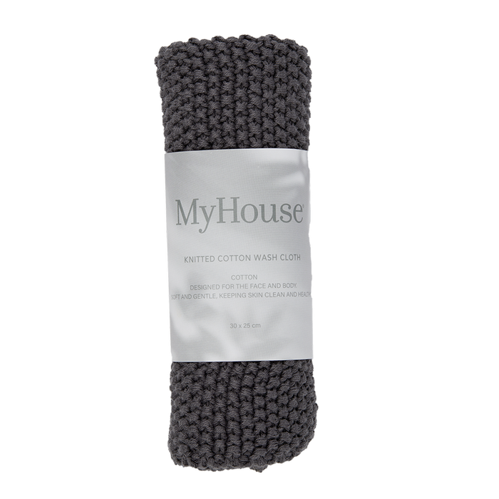 Myhouse Knitted Wash Cloth  30x25cm  - Graphite