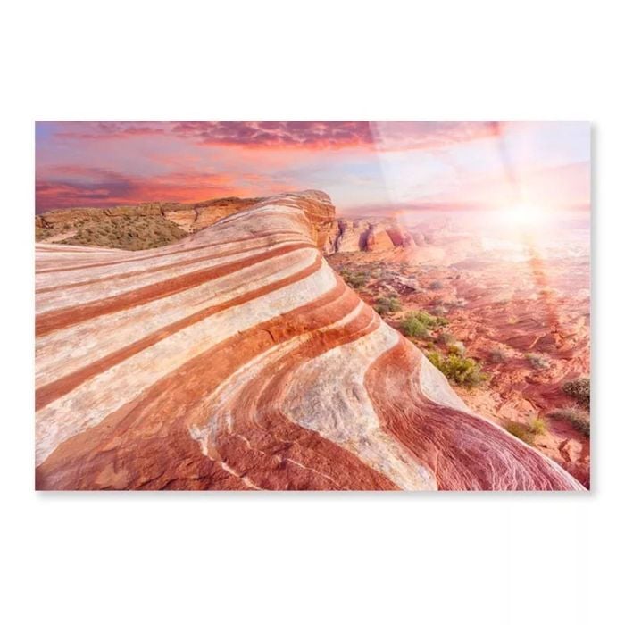 Fire Wave Rock & Valley  Print 100% Australian Made 90 x 60cm  (Acrylic)