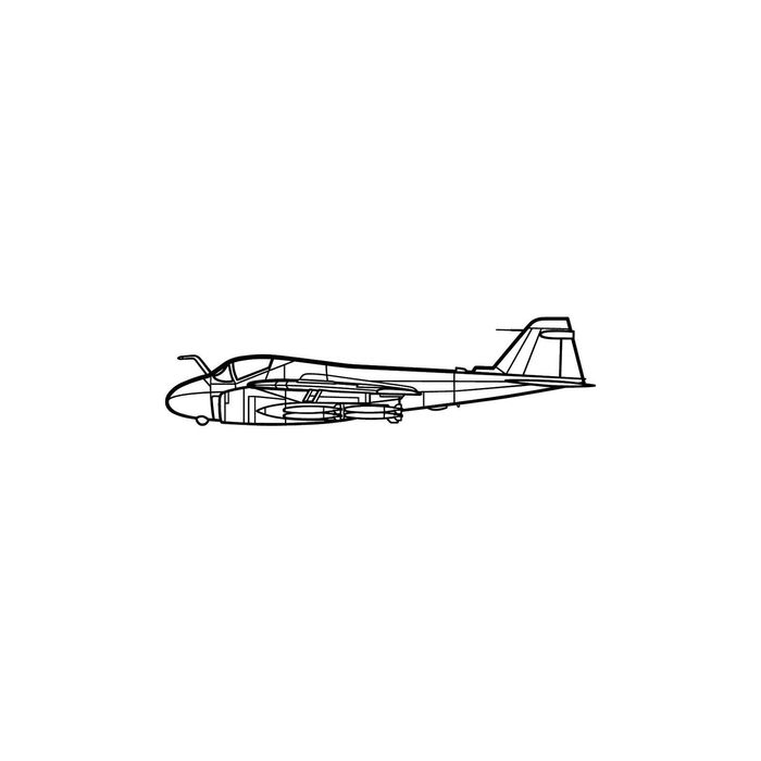 Ignite Laser Grumman A-6 Intruder - All-Weather Attack Aircraft Silhouette Metal Wall Art Coated Black 47 inch - 120 cm