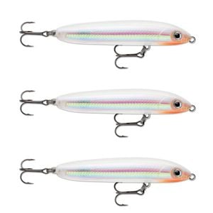 3x Rapala 10cm Skitter V Topwater Walk The Dog Style Fishing Lures -Glass Ghost