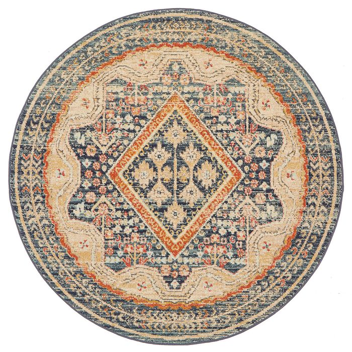 The Rug Connection Heritage 863 Navy 200x200cm - Medium Round Transitional Pet Friendly Indoor Rug