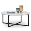 Ellie White Marble & Black Round Coffee Table