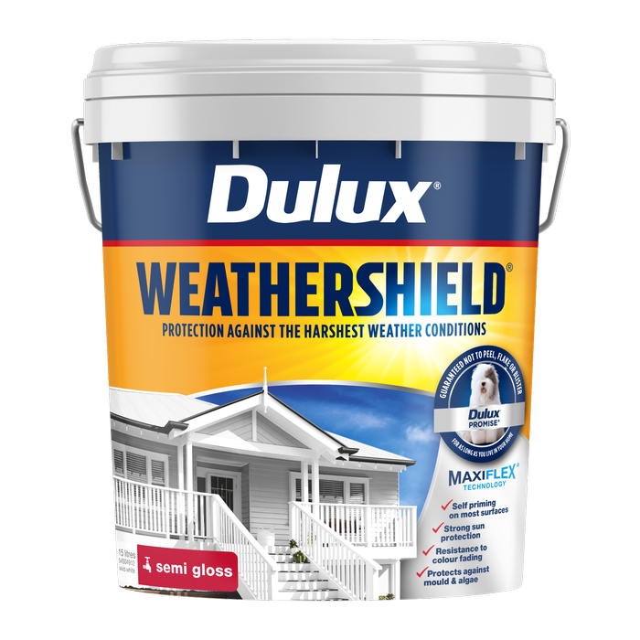 Dulux 15L Vivid White Semi Gloss Weathershield Exterior Paint
