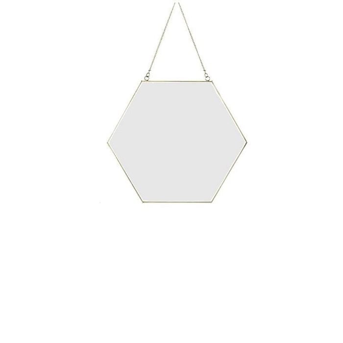 Hexagon Hanging Wall Mirror Decor (Gold Color)