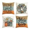 Catzon 4 Pcs Linen Throw Pillow Covers Autumn for Home