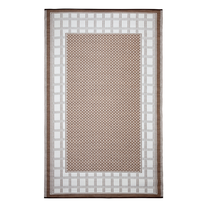 Fab Habitat 270x360cm Chestnut & Walnut Brown Europa Geometric Recycled Plastic Reversible Plastic Rug