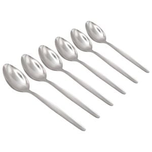Argon Tableware Economy Silver Dessert Spoons - 6x Durable Rust Resistant Stainless Steel Finish Dishwasher Safe Flatware Set