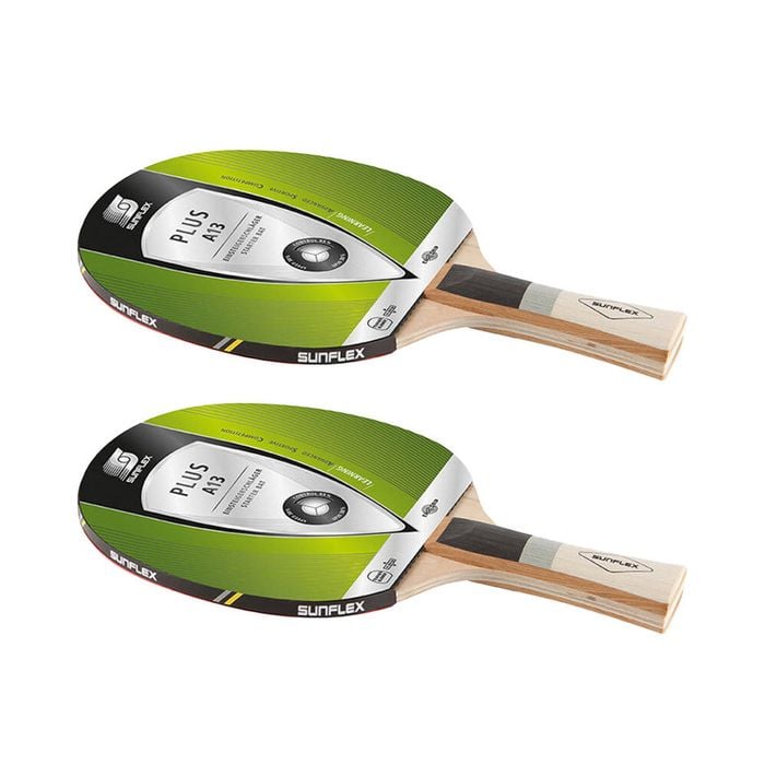 2PK Sunflex Plus A13 Table Tennis Bat/Paddle for Starters No Sponge Pips In