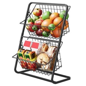 Catzon Desktop Fruit Basket Double Layered Detachable Storage Rack