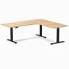Desky L-shape Sit To Stand Sublime Teak Melamine Desk 2000x1800mm - Right Return Height Adjustable Matte Black Leg