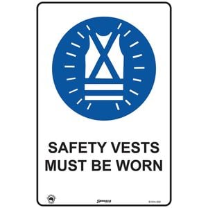 Pinnacle 600 x 400mm Metal Safety Vests Must Be Worn Sign