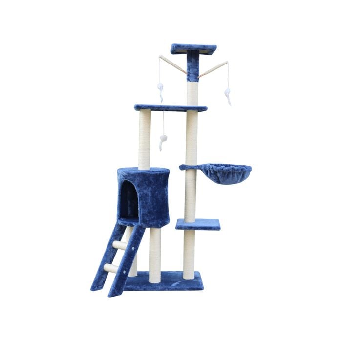YES4PETS 138cm Cat Scratching Post Tree Post House Tower with Ladder-Blue
