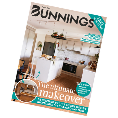 March 2023 tilted cover of the Bunnings Magazine