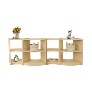 Jooyes Children Modular Curved Storage Shelf – Set of 4 - Original wood colour | 176.2cm | Display Shelf