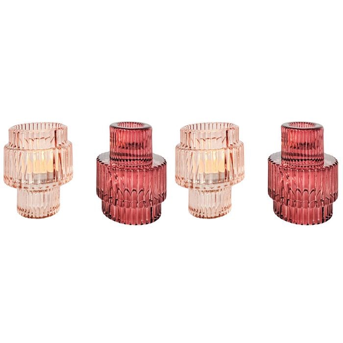 2PK Urban Products Kinkora Glass Candle Holder Pink 10cm