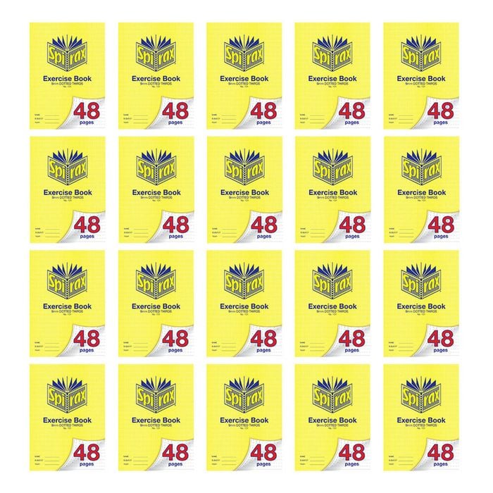 20x Spirax 101 Exercise Book A4 Notebook 48 Pages 9mm Dotted Thirds Yellow