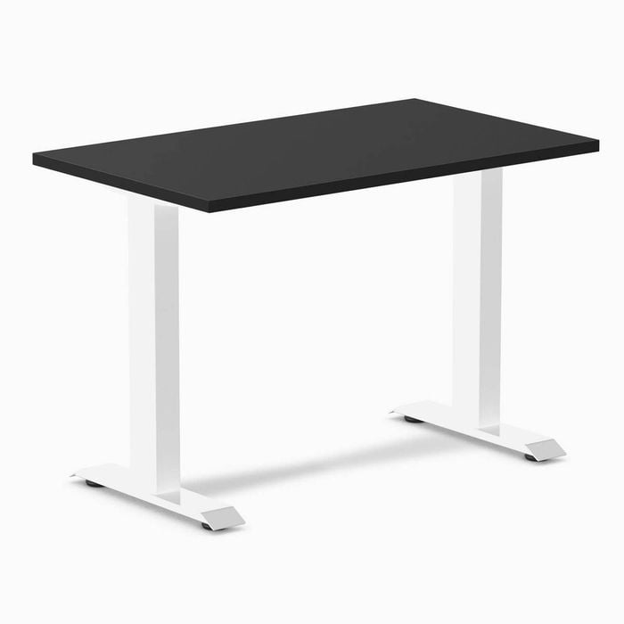 Desky Fixed Height Mini Black Desk 1000x600mm White Leg