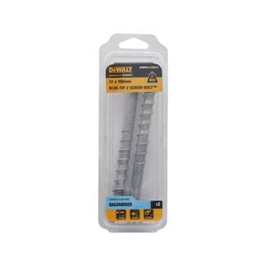 DeWALT 12 x 150mm Blue Tip Galvanised Hex Screw Bolt - 2 Pack