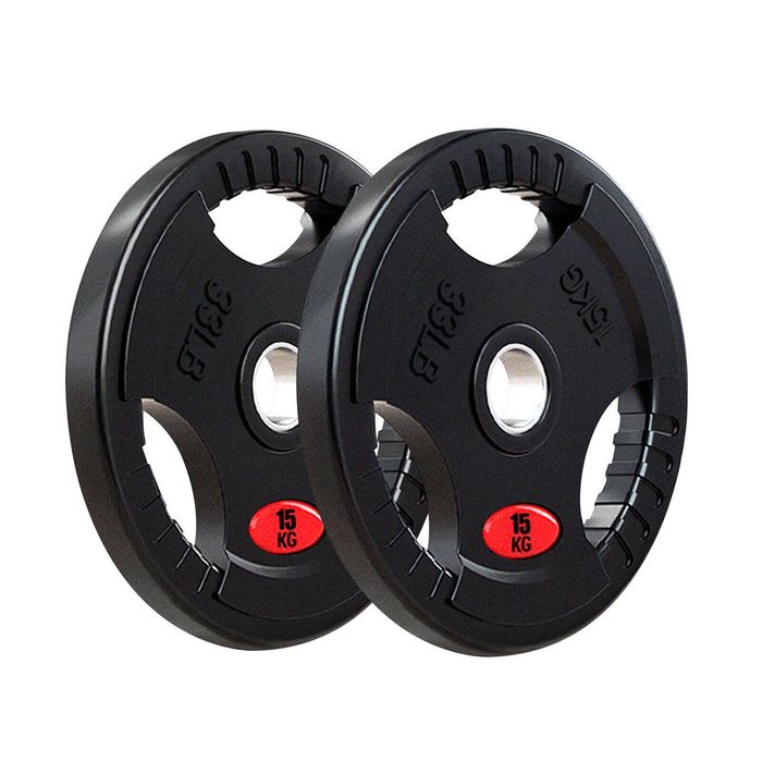 Fitnesslab 2x15kg Rubber Olympic Weight Plate Lifting Fitness Home Gym Crossfit