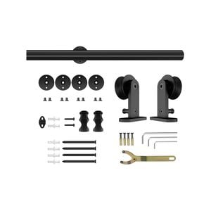 Rolltrak Black Matte Top Mount Barn Door Round Track Set